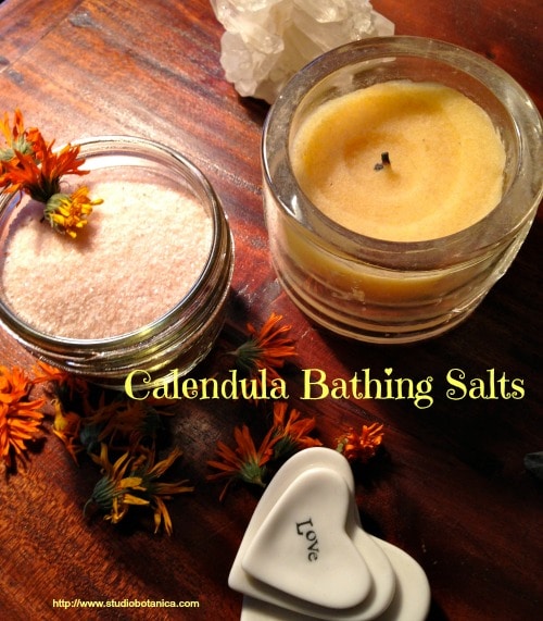 herb-infused gifts include Calendula bathing salts