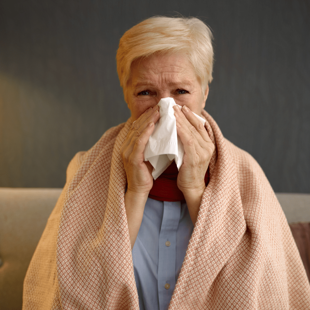 Woman sick with cold