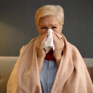 Woman sick with cold allergies 101